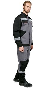 Костюм мужской рабочий летний "Гудзон" NEW с пк серый-черный